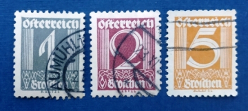 Австрия  1925 Стантарт Номера Цифры Sc# 303, 304, 307 Used