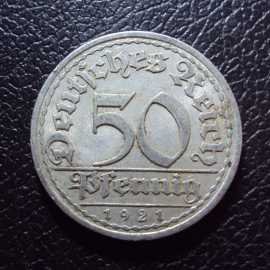Германия 50 пфеннигов 1921 a год.