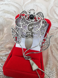 Антикварное женское украшение для пояса 19 век  Серебро 750 проба (12 лот)  Скань