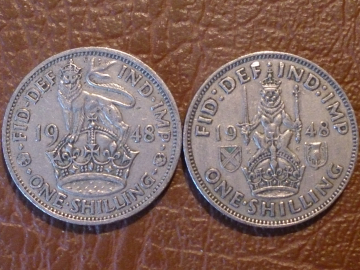 1 шиллинг 1948 года - Великобритания - 2 монеты: Английский и Шотландский герб, Доп.(2)