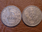 1 шиллинг 1950 года - Великобритания - 2 монеты: Английский и Шотландский герб, Доп.