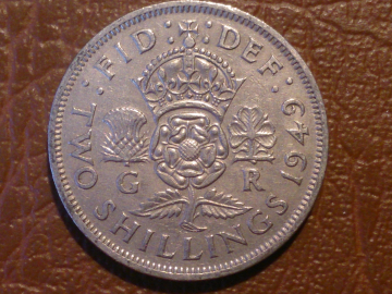2 шиллинга (флорин) 1949 года - Великобритания, Георг VI, KM# 878, Доп.