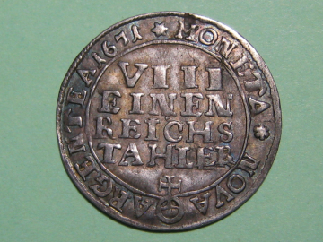 Монета 8 часть талера Бранденбург Пруссия 1671 год Серебро Оригинал