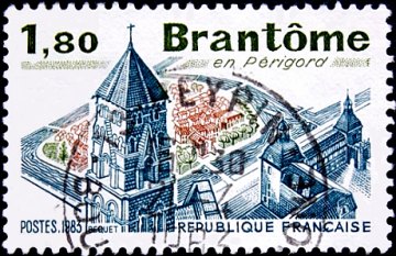 Франция 1983 год . Туризм . Городской пейзаж Брантоме .