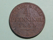 Монета 4 пфеннинга 1855А Пруссия Оригинал  