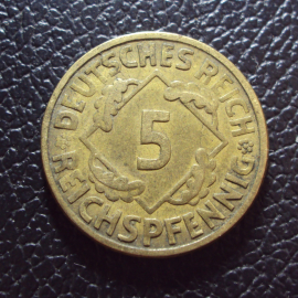 Германия 5 рейхспфеннигов 1925 a год.