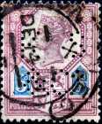 Великобритания 1888 год . Королева Виктория . 005 p. Каталог 15 £ . (2)