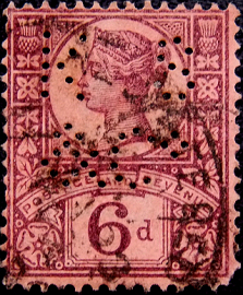 Великобритания 1887 год . Королева Виктория . 6 p. Каталог 15 £ . (1)