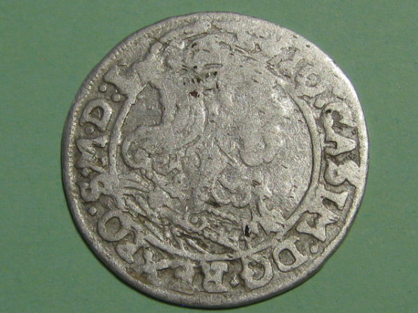 Монета 6 грошей AT 1667 год Польша Серебро Оригинал