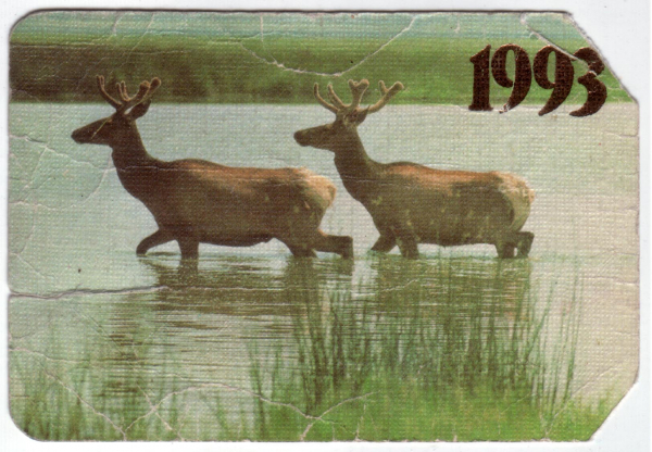 Календарик на 1993 год Олени