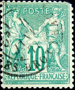 Франция 1876 год . Аллегория . 10 c . Каталог 20 €.