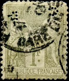 Франция 1883 год . Аллегория . 1 fr . Каталог 8 € . (2)