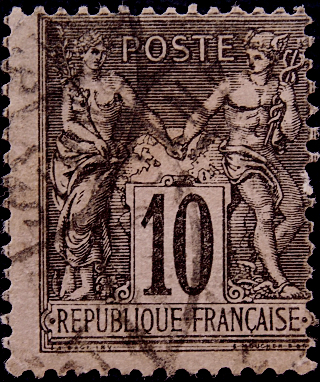Франция 1877 год . Аллегория . 10 c . Каталог 2 € (2)