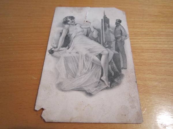 Открытое письмо.Почтовая карточка."Художник рисующий портрет с натуры девушки ",до 1917 г.  