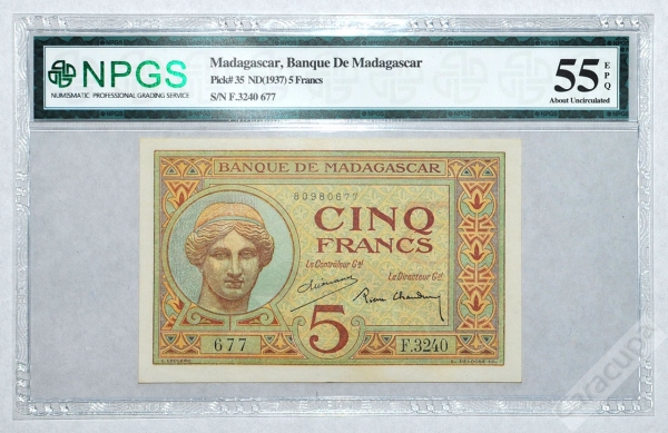Мадагаскар 5 франков 1937 aUNC