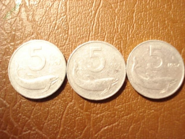 Набор из 3 монет номиналом 5 лир: 1952, 1953,1954 годов (ИТАЛИЯ)