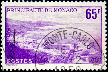 Монако 1957 год . Дороги Монако с высоты птичьего полета . Каталог 7,50 € .