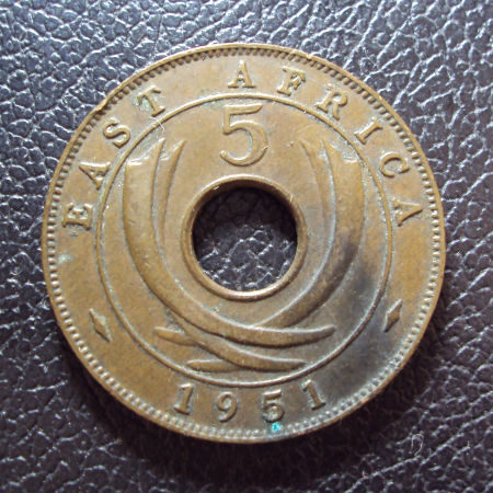 Восточная Африка Британская 5 центов 1951 h год.