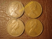Великобритания, 1 пенни 1971, 1975, 1976, 1982 года (4 монеты)