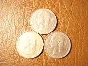 1 франк 1959, 1961,1967 год (три монеты одним лотом) Бельгия