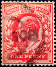  Великобритания 1902 год . король Эдвард VII . 1 p . Каталог 1,50 фунта . (2)
