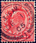  Великобритания 1902 год . король Эдвард VII . 1 p . Каталог 1,50 фунта . (5)