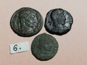 №6 Монеты Рим 4 век н.э. АЕ-Follis Оригинал Лот 3 монеты