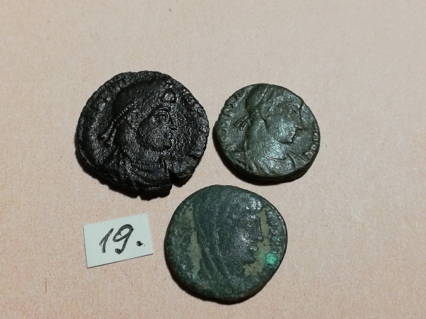 №19 Монеты Рим 4 век н.э. АЕ-Follis Оригинал Лот 3 монеты