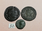 №32 Монеты Рим 4 век н.э. АЕ-Follis Оригинал Лот 3 монеты