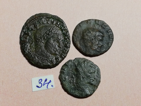 №34 Монеты Рим 4 век н.э. АЕ-Follis Оригинал Лот 3 монеты