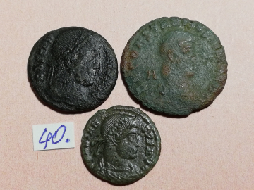 №40 Монеты Рим 4 век н.э. АЕ-Follis Оригинал Лот 3 монеты