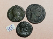 №43 Монеты Рим 4 век н.э. АЕ-Follis Оригинал Лот 3 монеты
