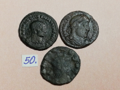 №50 Монеты Рим 4 век н.э. АЕ-Follis Оригинал Лот 3 монеты