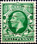 Великобритания 1924 год . Король Георг V . 0,5 p . Каталог 1 £. (2) 