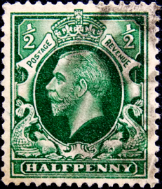 Великобритания 1924 год . Король Георг V . 0,5 p . Каталог 1 £. (4) 