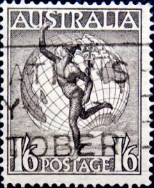 Австралия 1949 год . Авиа Почта . Гермес и Земной шар . Каталог 0,70 €. (1)