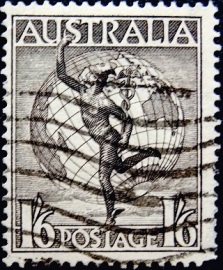 Австралия 1949 год . Авиа Почта . Гермес и Земной шар . Каталог 0,70 €. (2)