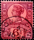 Великобритания 1887 год . Королева Виктория . 6 p. Каталог 15 £ . (2)