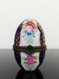 Винтажная шкатулка Яйцо Португалия Металл, фарфор, ручная роспись Высота 8 см., диаметр 5,5 см. - вид 1