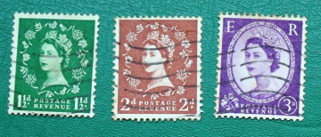 Великобритания 1952-53 Елизавета II Sc#294, 295,297 Used