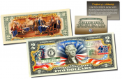 2 доллара США  День Независимости 4 июля  2019 г цвет. с 2-х сторон