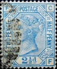 Великобритания 1880 год . Королева Виктория . 2,50 p. Каталог 55 £.