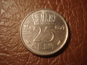 Нидерланды 25 центов 1964 год
