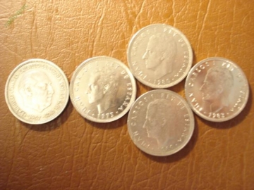 Испания, Набор из 5 монет номиналом 25 песет (по годам выпуска) без повторов !!!