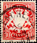 Германия , Бавария 1888 год . Герб Баварии . 10 pf. Каталог 1,0 €. (2)