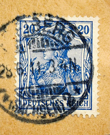 Германский рейх 1902 год . Германия с императорской короной . 20 pf. Каталог 1,30 €.