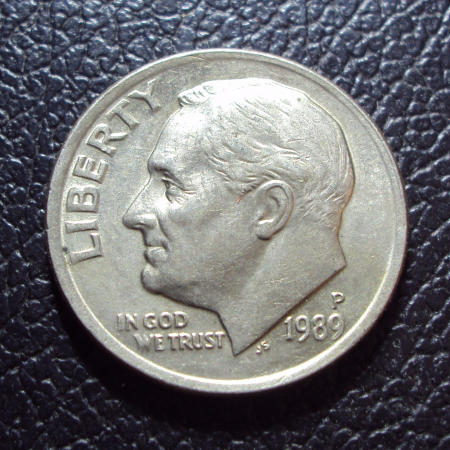 США 10 центов 1 дайм 1989 p год.
