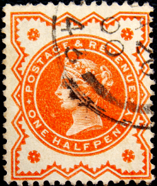 Великобритания 1887 год . Королева Виктория . 0,5 p. Каталог 1,2 £ . (3)