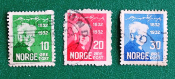 Норвегия 1932 Бьёрнстьерне Бьёрнсон Sc#154, 156,157 Used