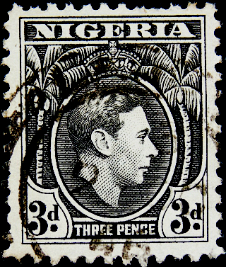  Нигерия 1944 год . King George VI . 3 p . Каталог 3,0 £.